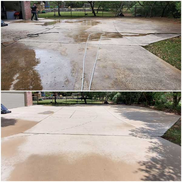 Pressure washing driveway